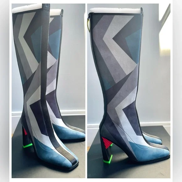 Brand new UNITED NUDE Sonar Boot Hi High Palermo Geometric Print Color Blocked - Picture 3 of 11